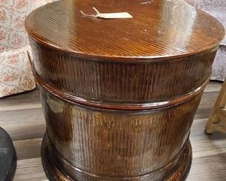 Vintage Lacquer Drum Accent Table 
