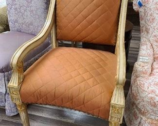 Louis XVI Style Gilded Upholstered Armchair 