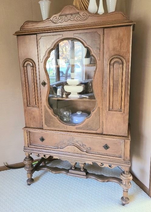 1 of 2 Beautiful Antique Curio Cabinet