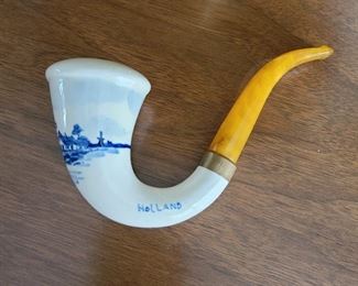 1 of 2 Porcelain Hand Painted Pipe made in Holland