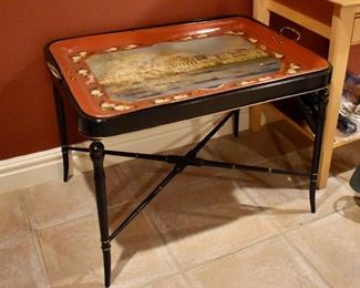 Painted tole tray table
