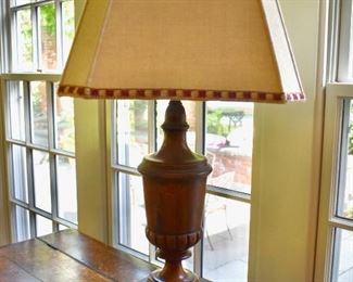 Turned wooden lamp