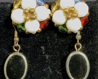 Vintage Lot 5 Pair Beaded Earrings with Stones
