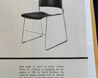 David Rowland Stacking Chairs - 2  for $100 each Stendig - 1967 General Fireproofing