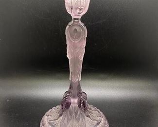 Antique Pale Purple Crystal Candlestick Candle Holder