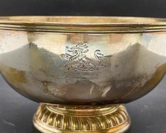 Antique Vintage Silver Plate Bowl Lion Stamped Side