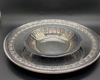 Reed Barton Silver Plate Vegetable Platter with Dip Bowl Serving Set