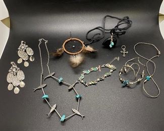 Southwestern Silver Tone Faux Turquoise Jewelry Lot