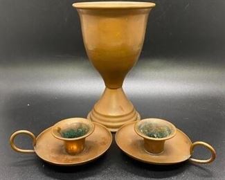 Vintage Copper Chalice Cup Candlestick Holders