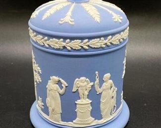 Vintage Wedgwood Blue Jasperware Lidded Apothecary Jar