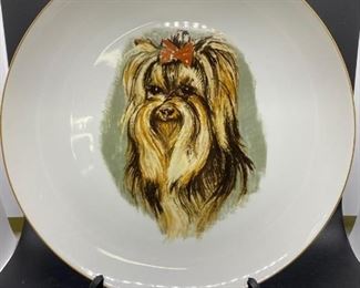 Vintage Yorkie Dog Platter Plate Nikko Fine China Japan