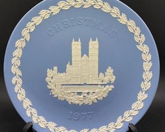 1977 Wedgwood Blue Jasperware Christmas Holiday Collector Plate Westminster Abbey