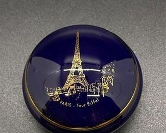 Cobalt Blue Gold Eiffel Tower Paris Lidded Trinket Dish by Limoges