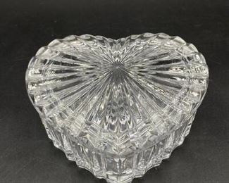 Heart Shaped Glass Lidded Trinket Box