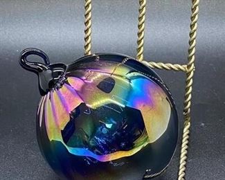 Iridescent Blown Glass Ball Orb Ornament