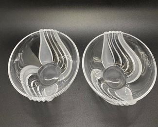 Matching Frosted Swirl Crystal Glass Candy Dish Cereal Bowls