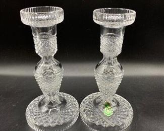 Pair of Waterford Crystal Alana Pattern Candlestick Holders