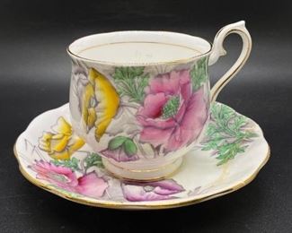 Royal Albert Bone China Flower of the Month Poppy Teacup Saucer