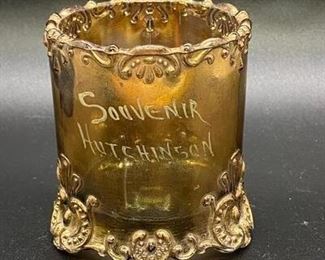 Vintage Antique Gold Luster Shot Glass Toothpick Holder Souvenir Cup