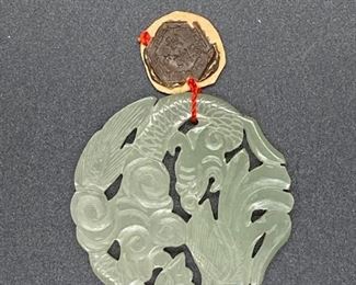 Vintage Carved Jade Dragon Medallion