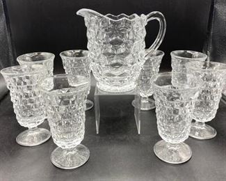 Vintage Clear Fostoria Glass American Pitcher Glasses