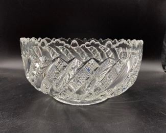 Vintage Cut Crystal Glass Serving Bowl
