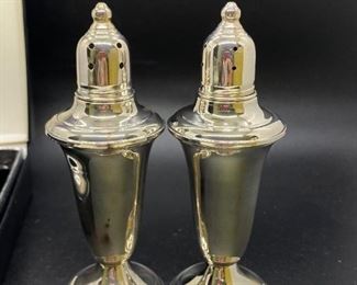 Vintage Empire Weighted Sterling Silver Salt Pepper Shaker Set Boxed