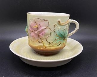 Vintage Floral Coffee Cup with Saucer
