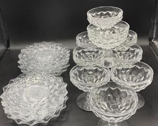 Vintage Fostoria American Clear Glass Dessert Bowls Saucer Plates 18 pieces