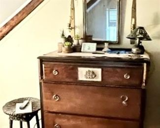 BERKEY & GAY DECO 3 DRAWER CHEST, DECO MIRROR, SCONCES AND MORE 