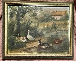 LANDSCAPE PAINTING WITH DUCKS 
