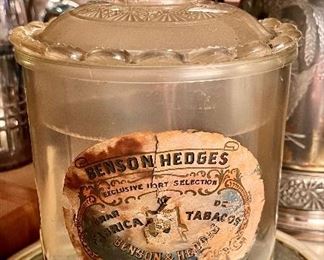 BENSON HEDGES GLASS HUMIDOR…ORIGINAL PAPER LABEL