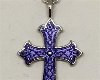 ENAMELED CROSS PENDANT/NECKLACE