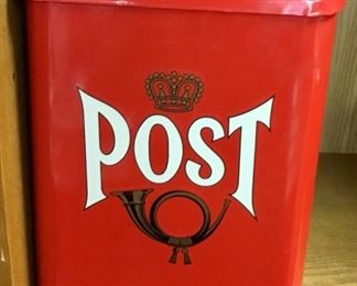 RED TIN "POST" MAILBOX