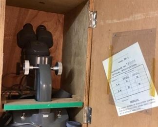BULOVA MICROSCOPE W/LOCKING CABINET