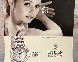 VINTAGE 2-SIDED CITIZEN ECO-DRIVE POSTER - JAMES BLAKE and SASHA COHEN