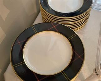 24 Wedgwood for Ralph Lauren ‘Fraser Tartan’ 8” plates.  Being sold as two sets of 12
