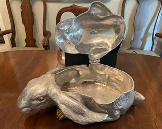 Large Arthur Court aluminum rabbit wine chiller