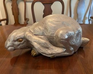 Large Arthur Court aluminum rabbit wine chiller