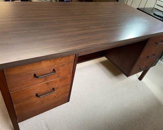 Vintage MCM walnut executive desk by Drexel
