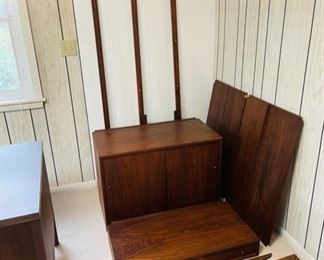 Very cool vintage MCM walnut wall-mounted book shelf & storage unit