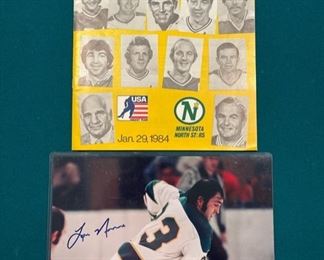 Minnesota North Stars memorabilia, including a signed photo of Lou Nanne with certificate of authenticity 