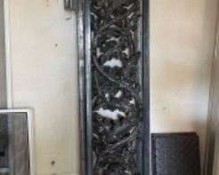 Cast iron oak leaf columns, each measures 10”W x 89”T