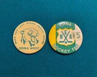 Vintage Edina West and Edina Hockey Fan buttons