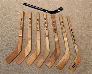 Vintage Northland and Cooper mini wood souvenir hockey sticks