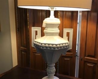 Designer table lamp.  40” base to top of finial.  $250. NOW $125