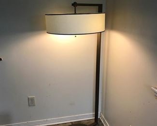 Pair of heavy brass modern floor lamps.  59” tall, 25” deep with shade.  $225 each or $450 pr.  SOLD