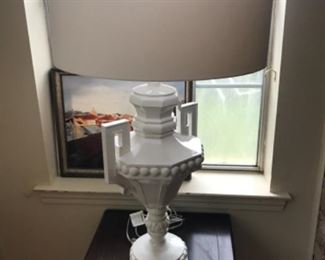 Designer table lamp.  40” base to top of finial.  $250.  NOW $125