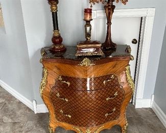 Ormalu Inlay Bombay Chest With Marble Top $2,000