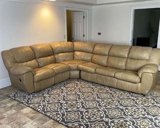 Lot #33: Three Piece Leather Reclining Sectional